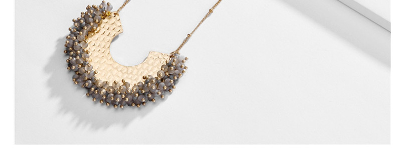 Fashion Black Crystal Beads Fan Shaped Necklace Necklace,Pendants