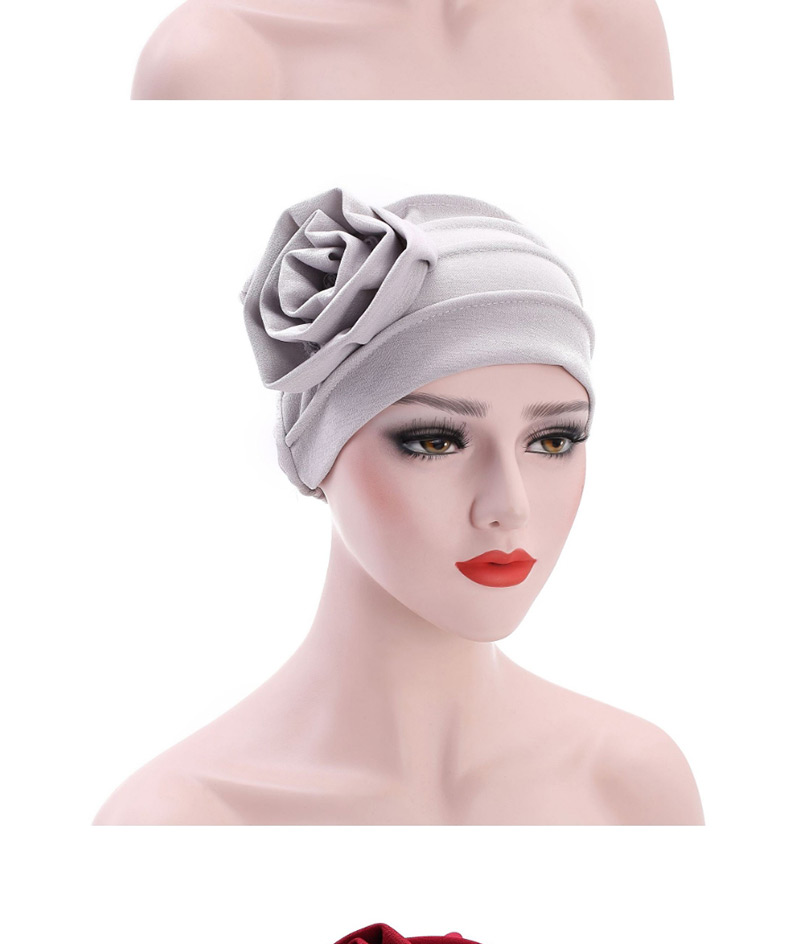 Fashion Gray Monochrome Side Flower Baotou Cap,Beanies&Others