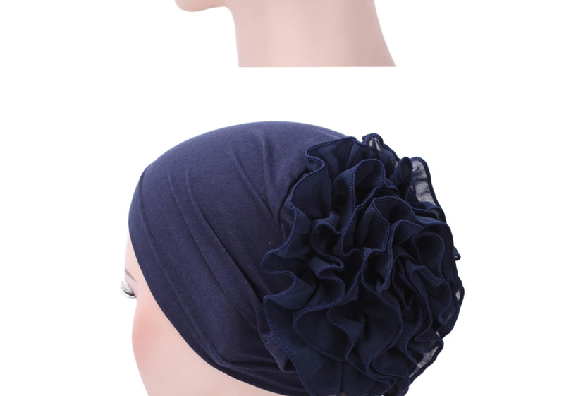 Fashion Navy Chiffon Disk Flower Cap,Beanies&Others