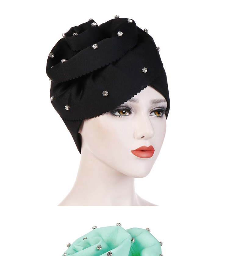 Fashion Sapphire Nail Drill Oversized Flower Flanging Space Cotton Baotou Cap,Beanies&Others