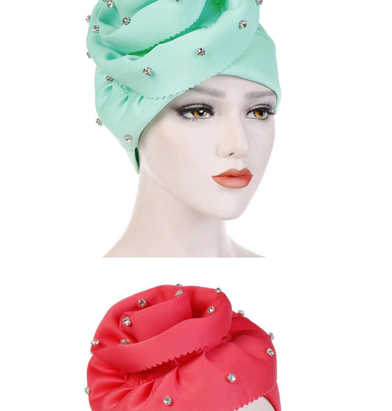 Fashion Watermelon Red Nail Drill Oversized Flower Flanging Space Cotton Baotou Cap,Beanies&Others