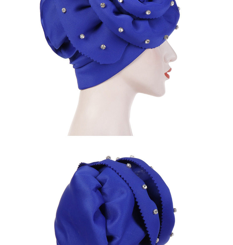 Fashion Navy Nail Drill Oversized Flower Flanging Space Cotton Baotou Cap,Beanies&Others