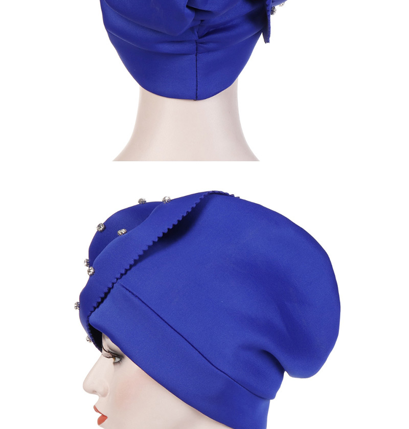 Fashion Navy Nail Drill Oversized Flower Flanging Space Cotton Baotou Cap,Beanies&Others