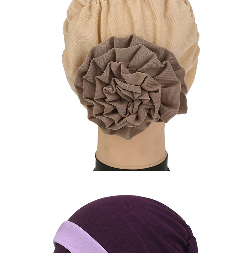 Fashion Dark Brown Two-color Flower Hooded Hat,Beanies&Others