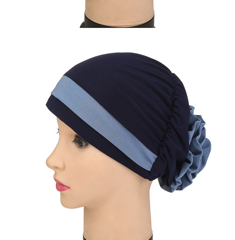 Fashion Navy Two-color Flower Hooded Hat,Beanies&Others