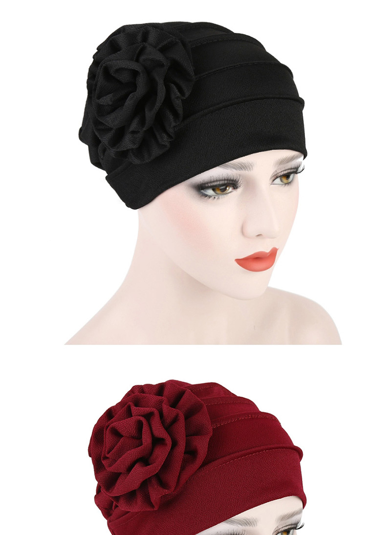Fashion Black Side Decal Flower Head Cap,Beanies&Others