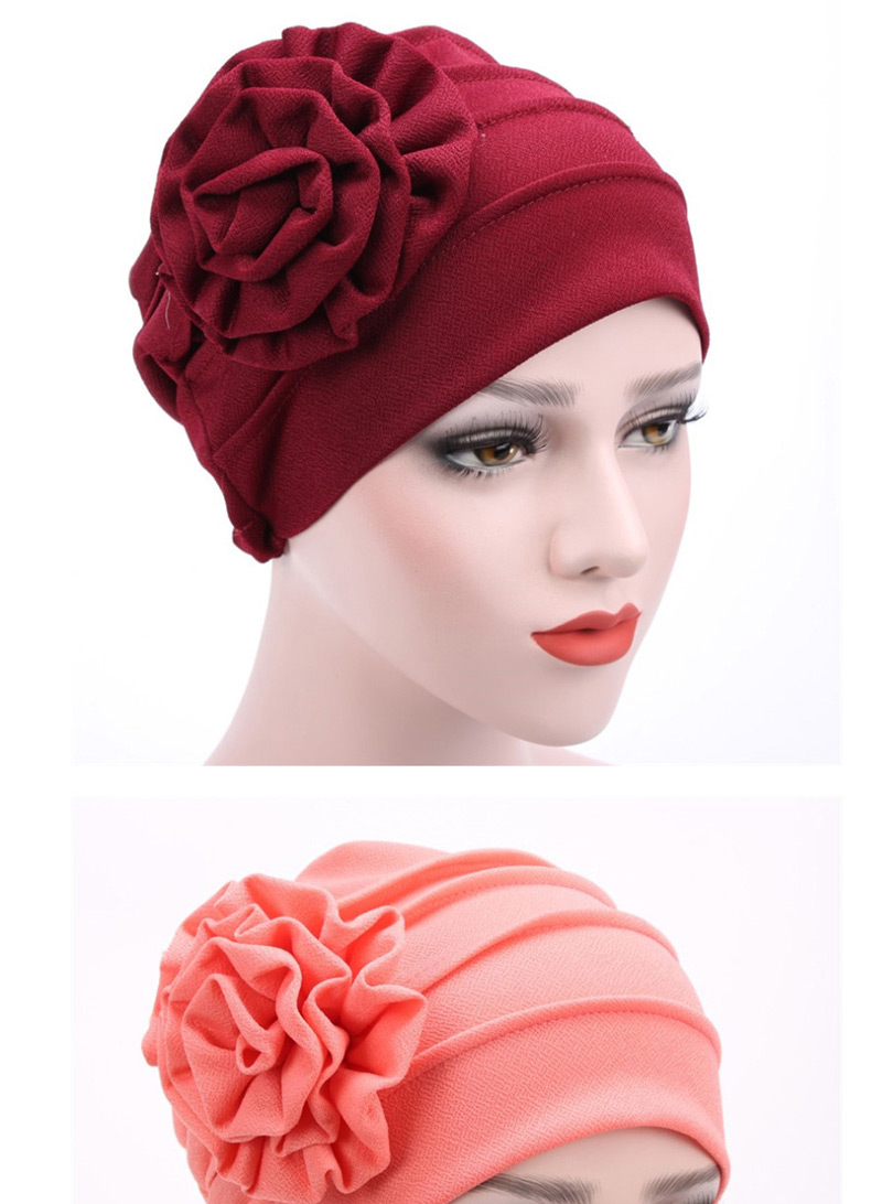 Fashion Red Wine Side Decal Flower Head Cap,Beanies&Others