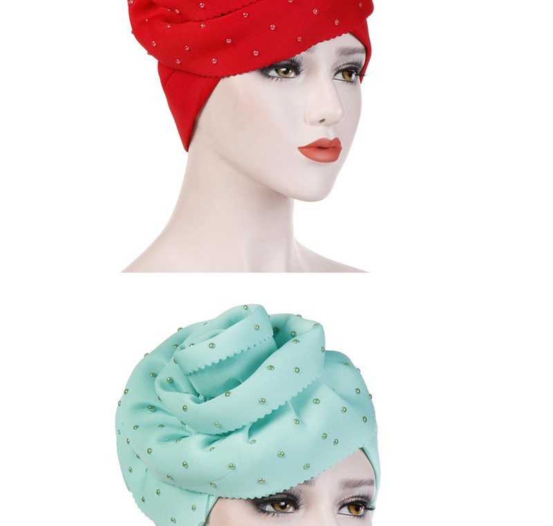 Fashion Red Ceramic Hand-cut Flower Cuffed Space Cotton Baotou Cap,Beanies&Others