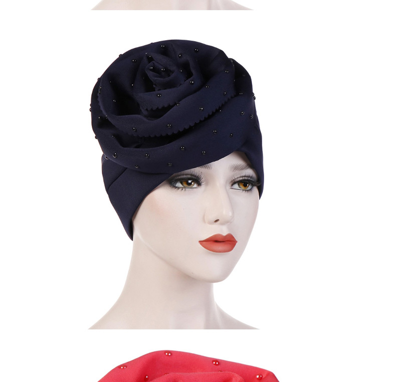Fashion Red Ceramic Hand-cut Flower Cuffed Space Cotton Baotou Cap,Beanies&Others