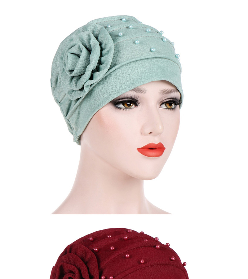 Fashion Wine Red Side Flower Flower Beaded Flower Baotou Cap,Beanies&Others