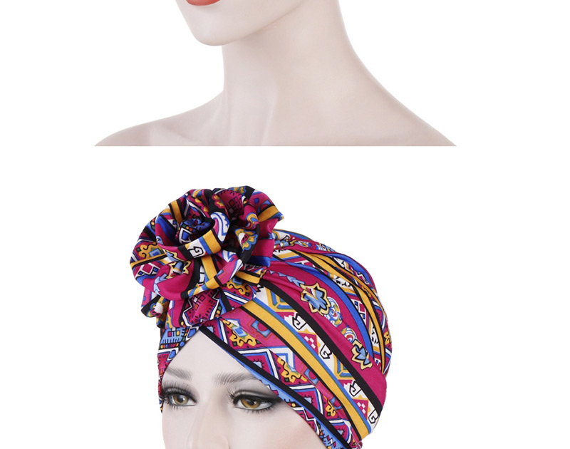 Fashion Sapphire Flower Turban Cap,Beanies&Others