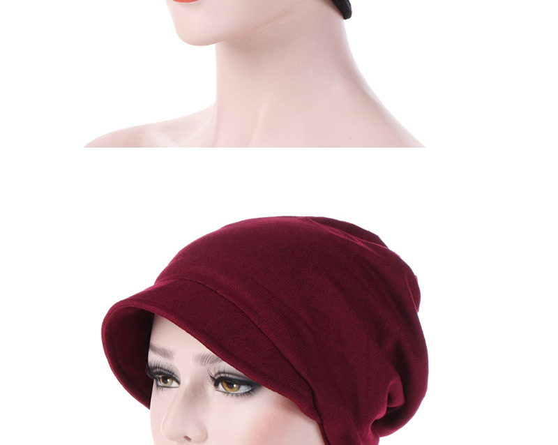 Fashion Wine Red Cotton Hooded Hex Headgear,Beanies&Others