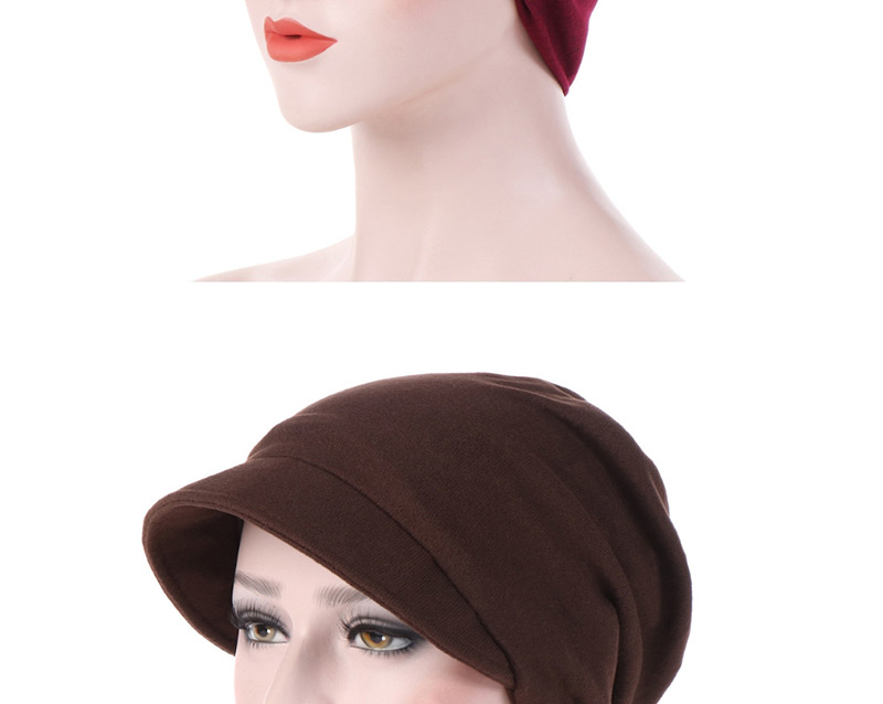 Fashion Wine Red Cotton Hooded Hex Headgear,Beanies&Others