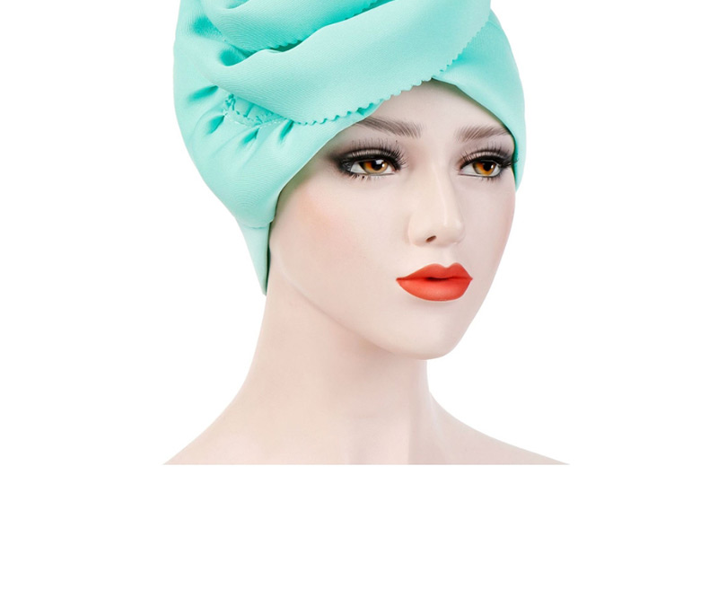 Fashion Mint Green Space Cotton Super Large Flower Side Cut Flower Headband Cap,Beanies&Others
