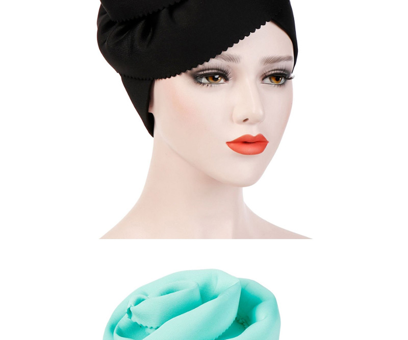 Fashion Black Space Cotton Super Large Flower Side Cut Flower Headband Cap,Beanies&Others