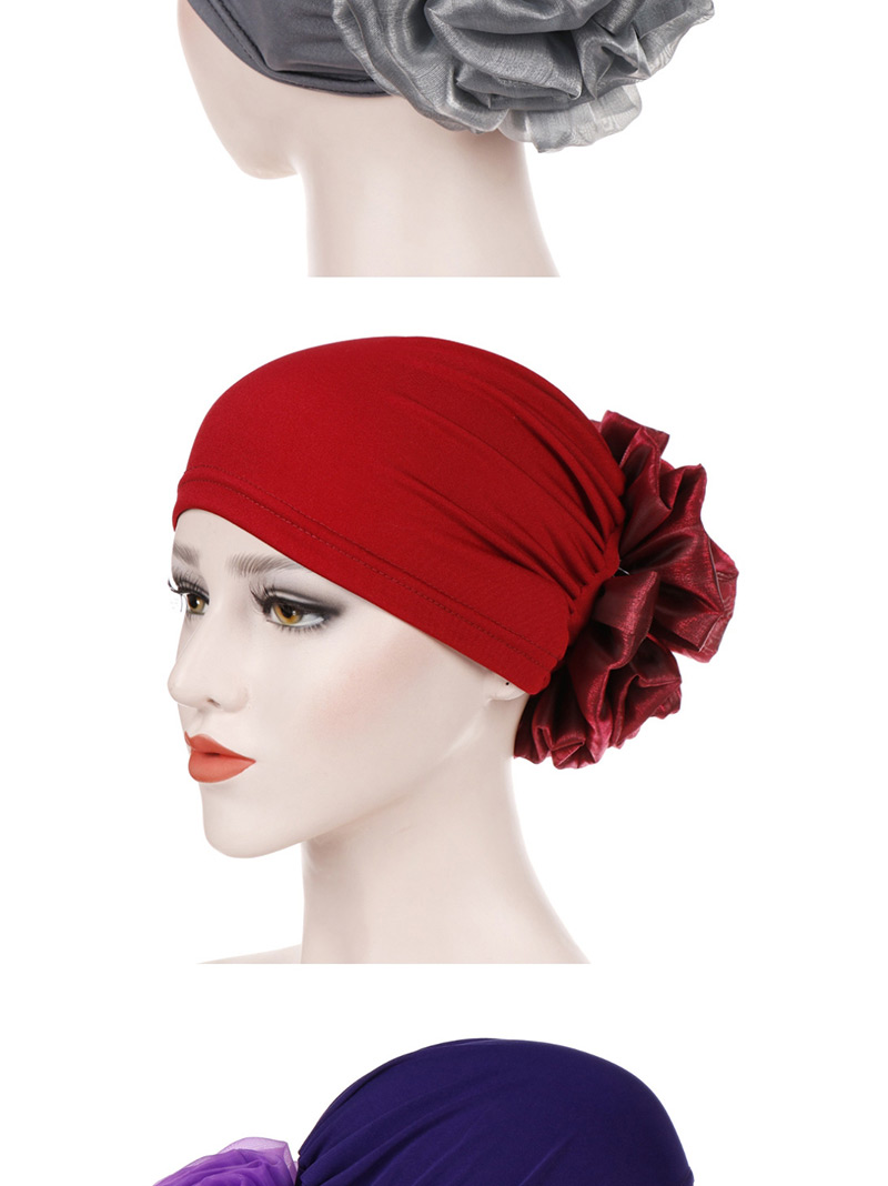 Fashion Red Big Flower Milk Silk Baotou Dish Flower Hat,Beanies&Others