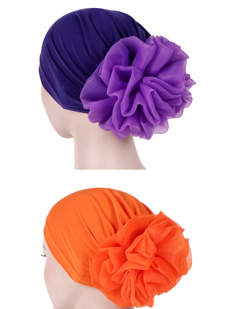 Fashion Orange Big Flower Milk Silk Baotou Dish Flower Hat,Beanies&Others