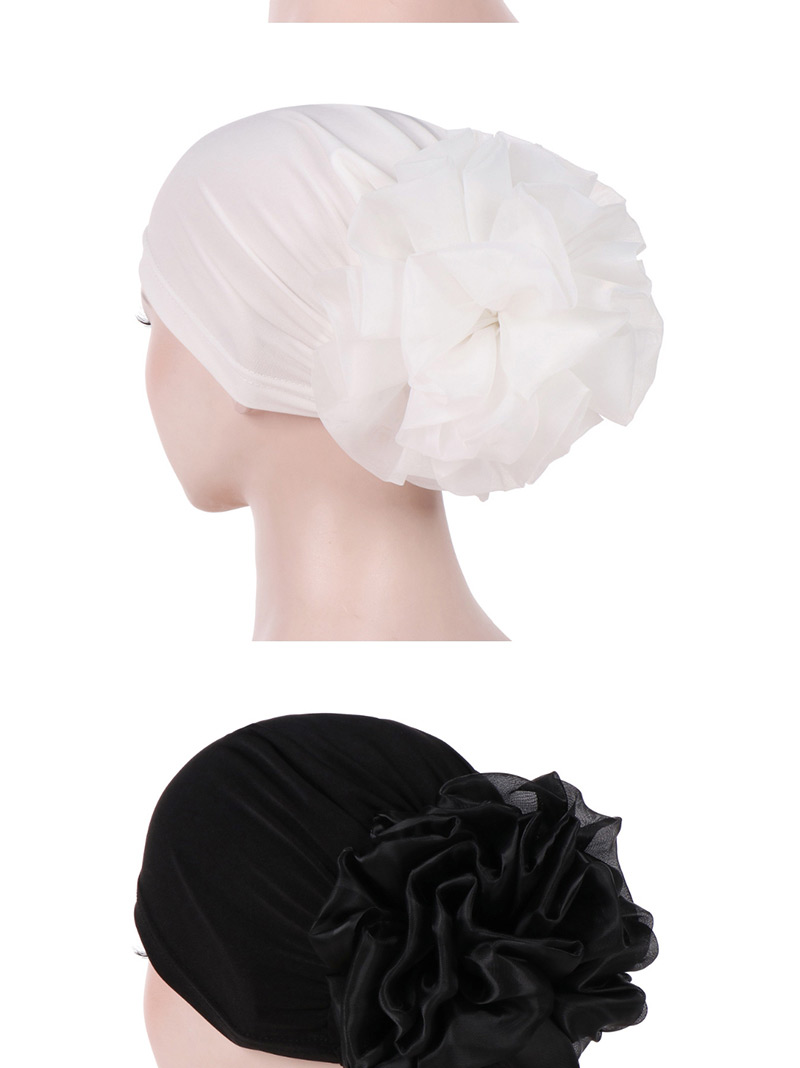 Fashion White Big Flower Milk Silk Baotou Dish Flower Hat,Beanies&Others