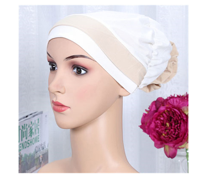 Fashion Dark Brown Two-color Elastic Cloth Wearing A Flower Headband Hat,Beanies&Others