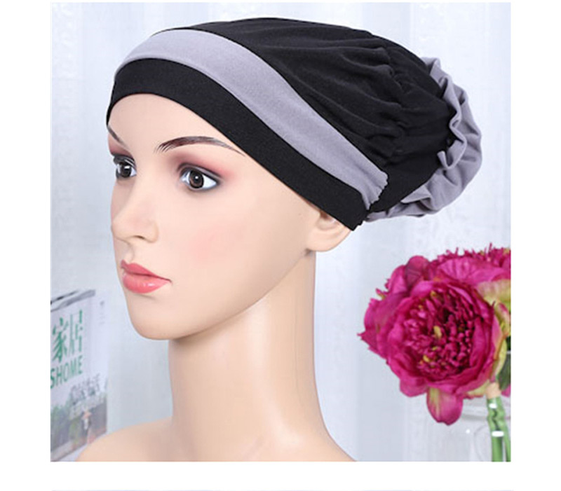 Fashion Dark Purple Two-color Elastic Cloth Wearing A Flower Headband Hat,Beanies&Others