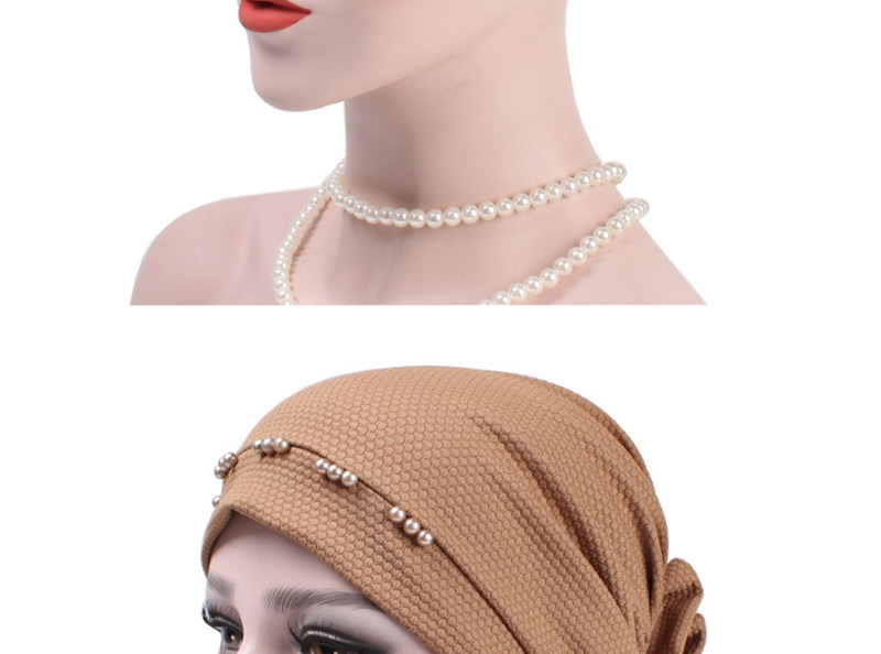 Fashion Beige Wearing A Flower Headband After Beading,Beanies&Others