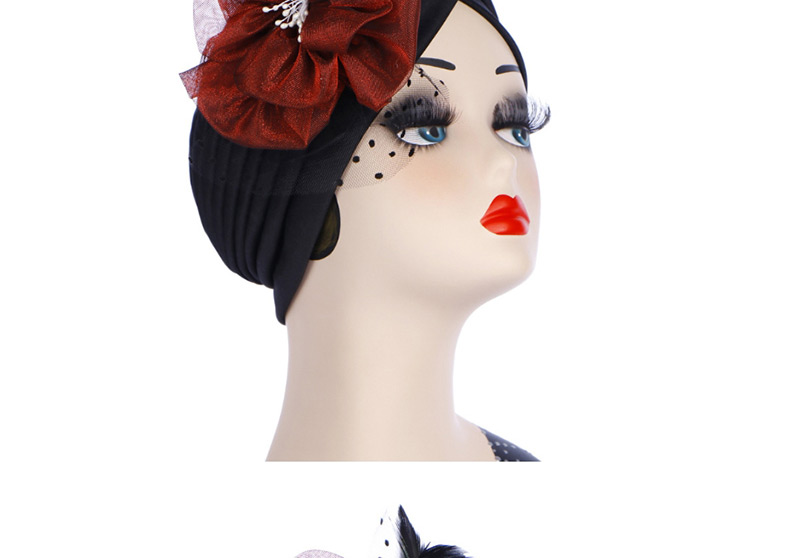 Fashion Wine Red Side Flower Baotou Cap,Beanies&Others
