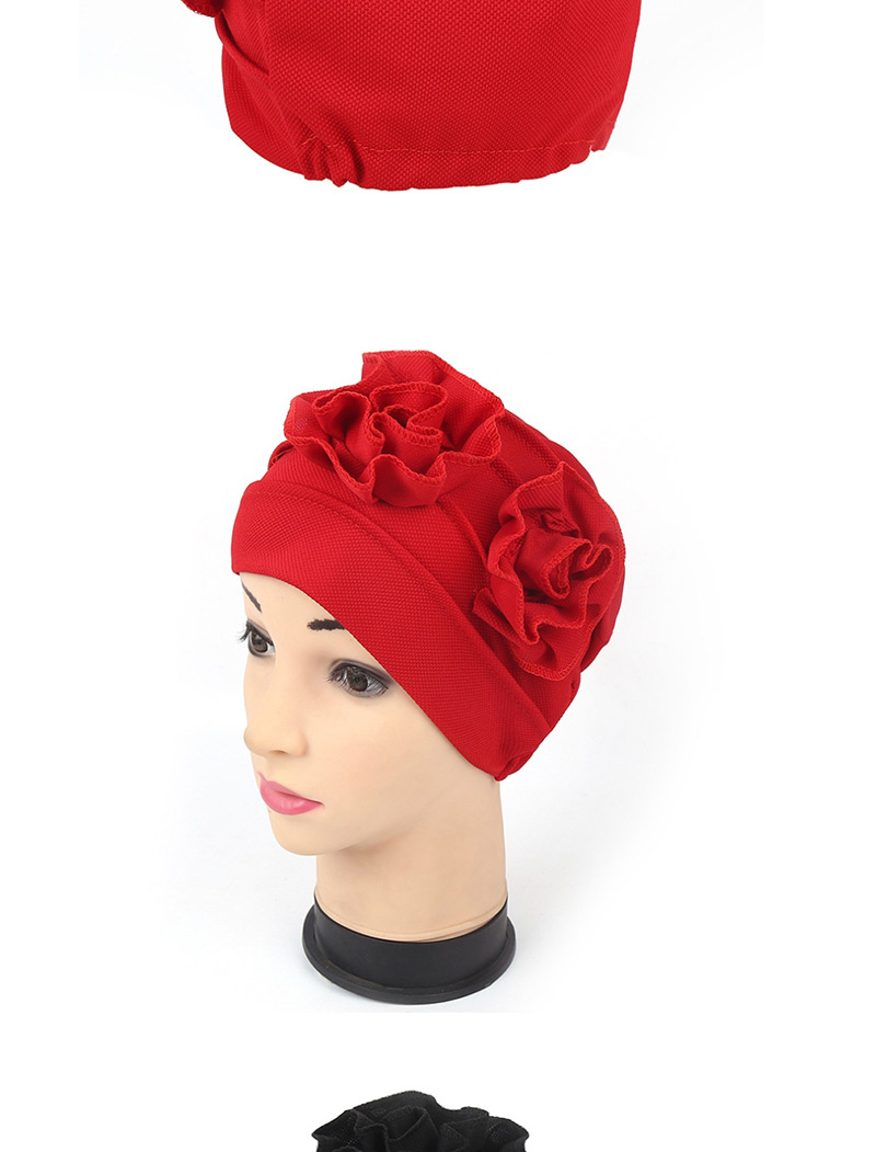 Fashion Red Double Flower Baotou Cap,Beanies&Others