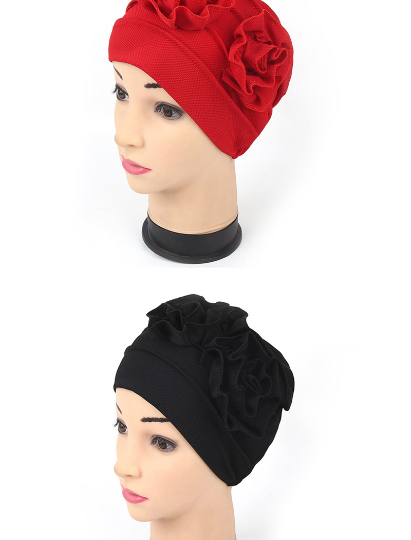 Fashion Red Double Flower Baotou Cap,Beanies&Others