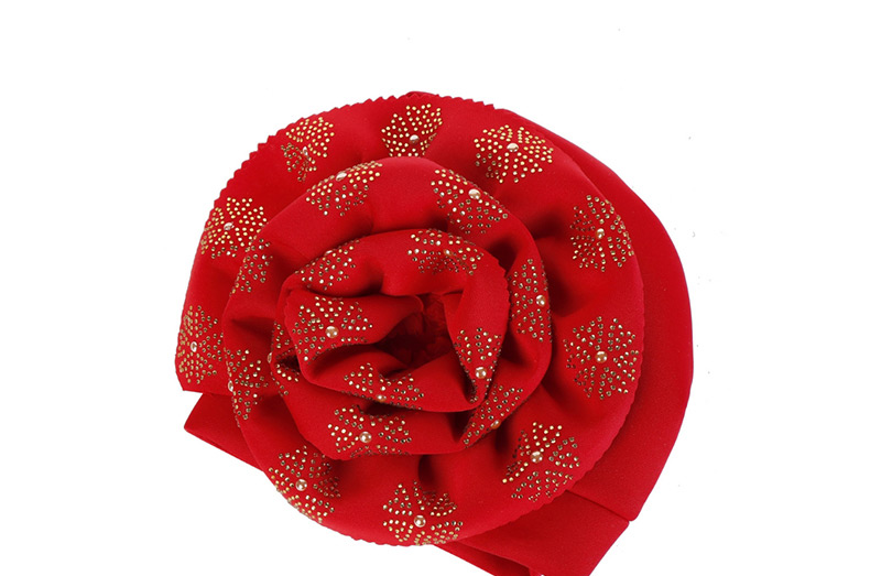 Fashion Big Red Hot Drilling Flower Flip Hood,Beanies&Others
