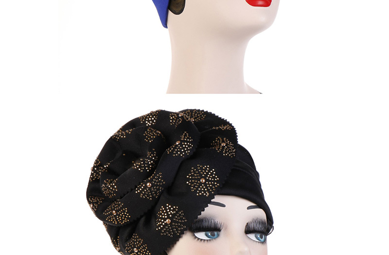 Fashion Navy Hot Drilling Flower Flip Hood,Beanies&Others
