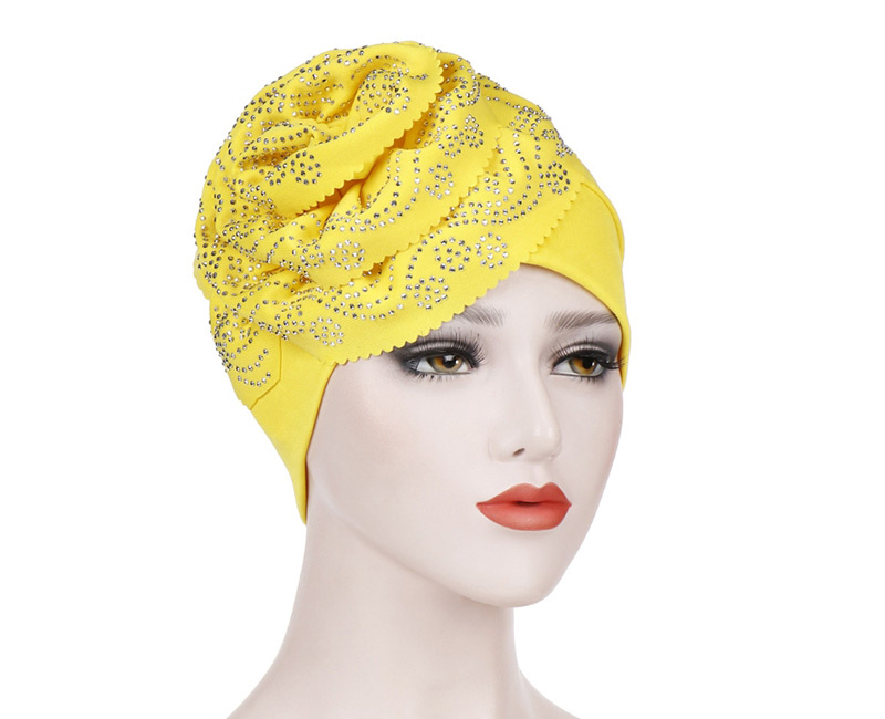 Fashion Yellow Wavy Cashew Flower Hot Bit Towel Cap,Beanies&Others