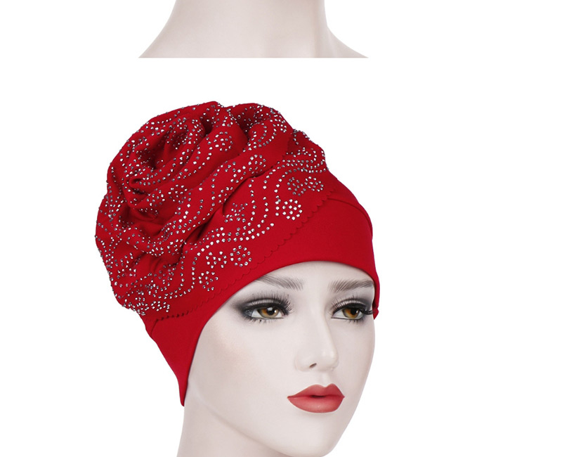 Fashion Red Wavy Cashew Flower Hot Bit Towel Cap,Beanies&Others