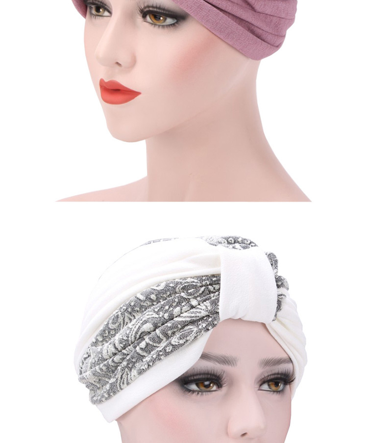 Fashion Red Wine Two-color Stitching Pleated Headgear,Beanies&Others