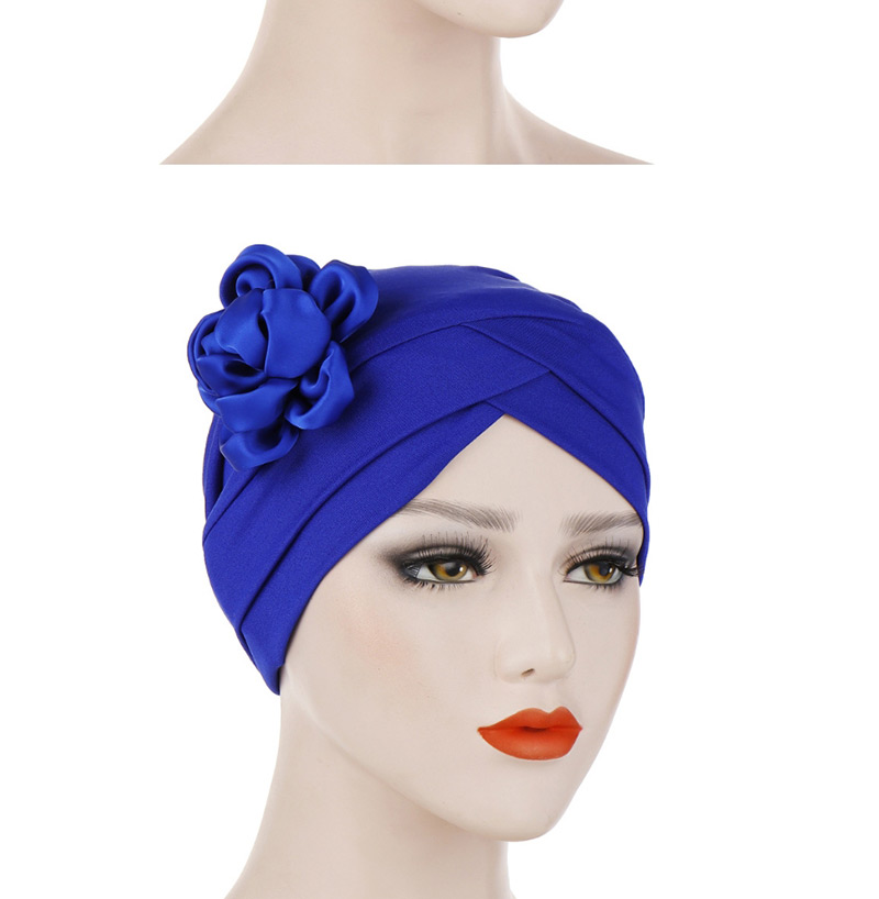 Fashion White Milk-colored Side Flower Turban Cap,Beanies&Others