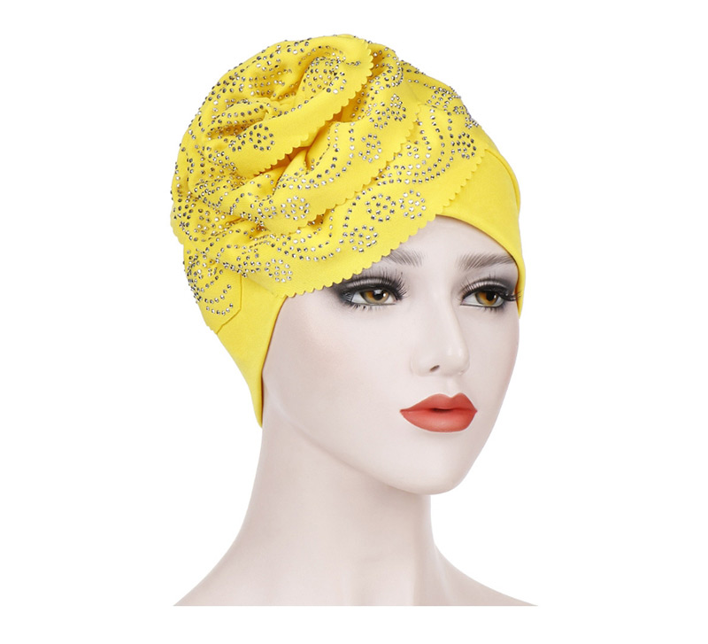 Fashion Yellow Wavy Cashew Flower Hot Bit Towel Cap,Beanies&Others