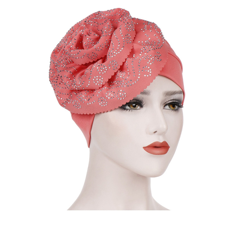 Fashion Rose Red Wavy Cashew Flower Hot Bit Towel Cap,Beanies&Others