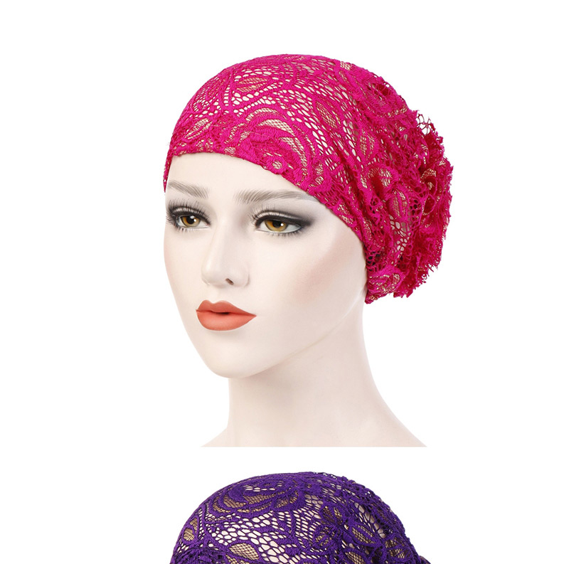Fashion Rose Red Lace Disk Flower Headgear,Beanies&Others