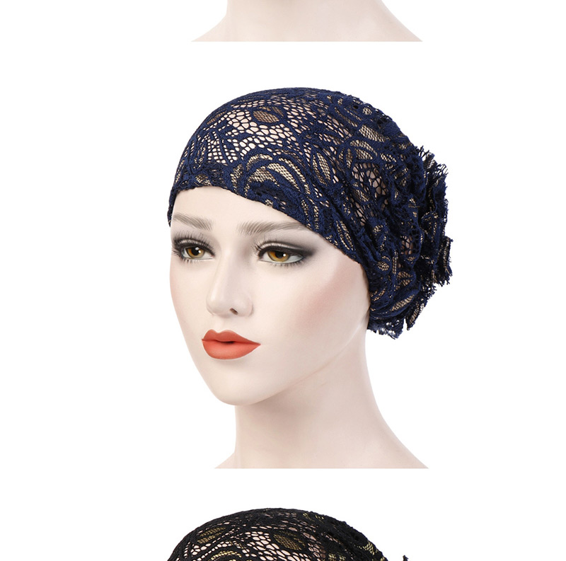 Fashion Black Detachable Bow Neck Pearl Towel Cap,Beanies&Others