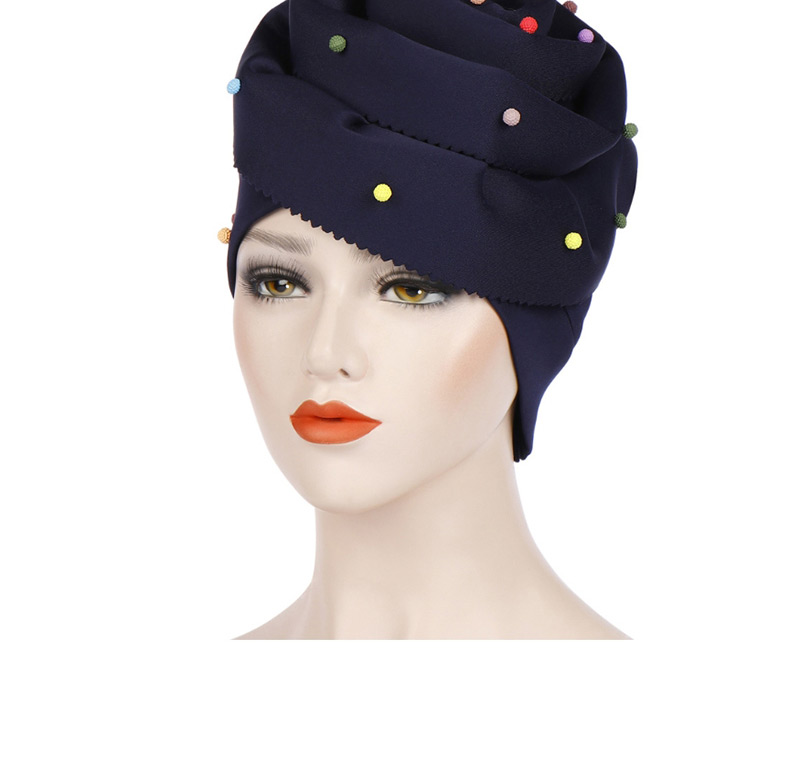 Fashion Royal Blue Beaded Large Flower Head Cap,Beanies&Others