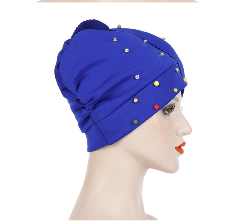 Fashion Navy Beaded Large Flower Head Cap,Beanies&Others