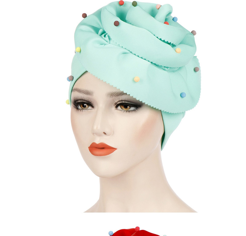 Fashion Mint Green Beaded Large Flower Head Cap,Beanies&Others