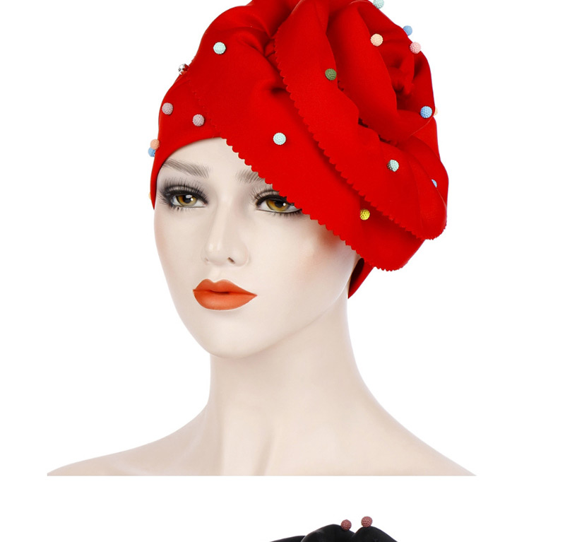 Fashion Watermelon Red Beaded Large Flower Head Cap,Beanies&Others