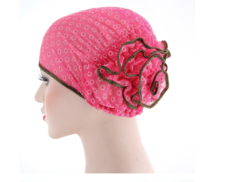Fashion Red Small Flower Double Color Flower Baotou Cap,Beanies&Others