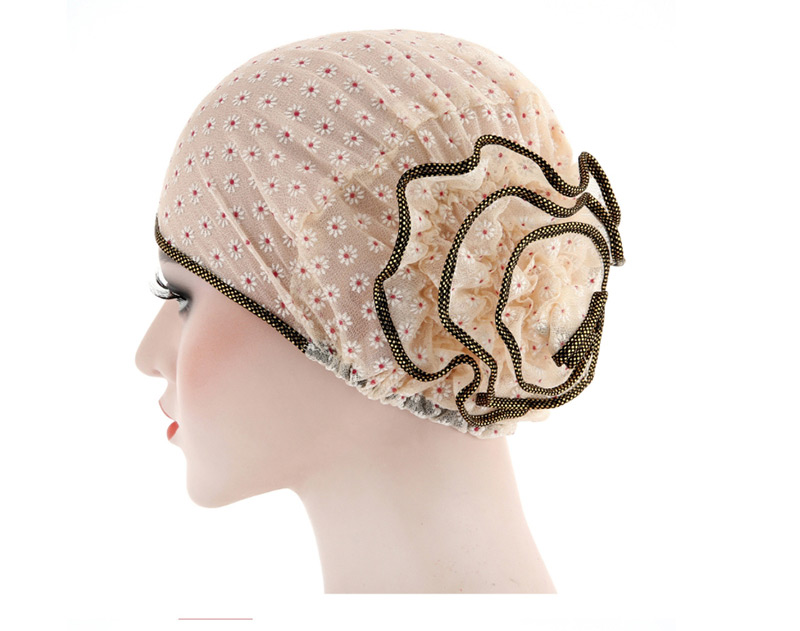 Fashion Pink Small Flower Double Color Flower Baotou Cap,Beanies&Others