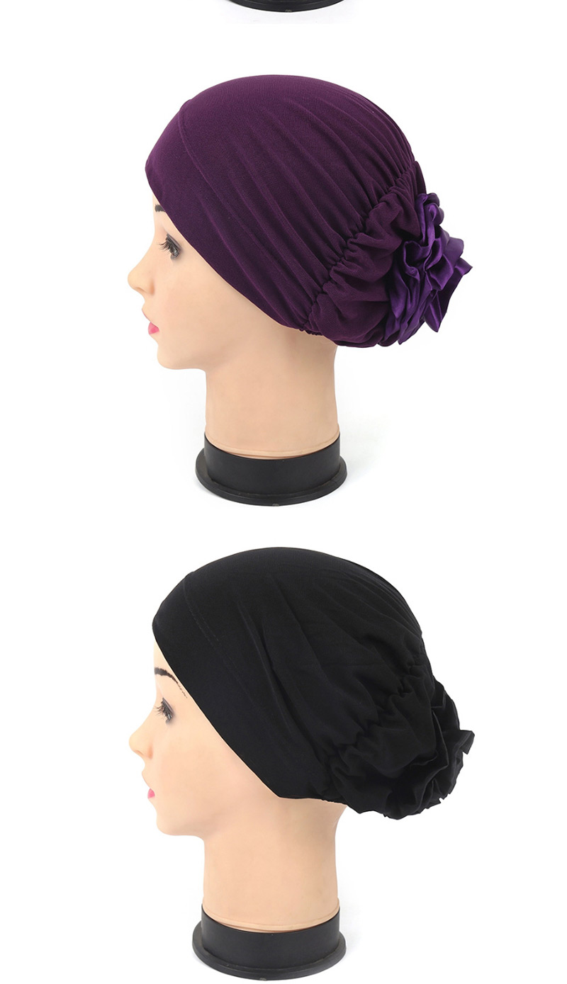 Fashion Black After Wearing A Flower Cloth Scarf Cap,Beanies&Others
