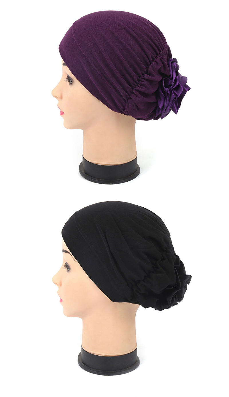 Fashion Black After Wearing A Flower Cloth Scarf Cap,Beanies&Others
