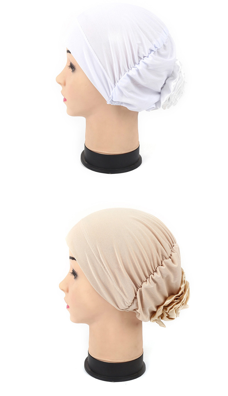 Fashion White After Wearing A Flower Cloth Scarf Cap,Beanies&Others