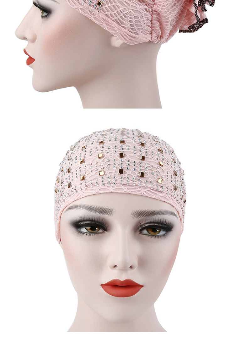 Fashion Sky Blue Flowered Bonnet With Hot Diamond,Beanies&Others