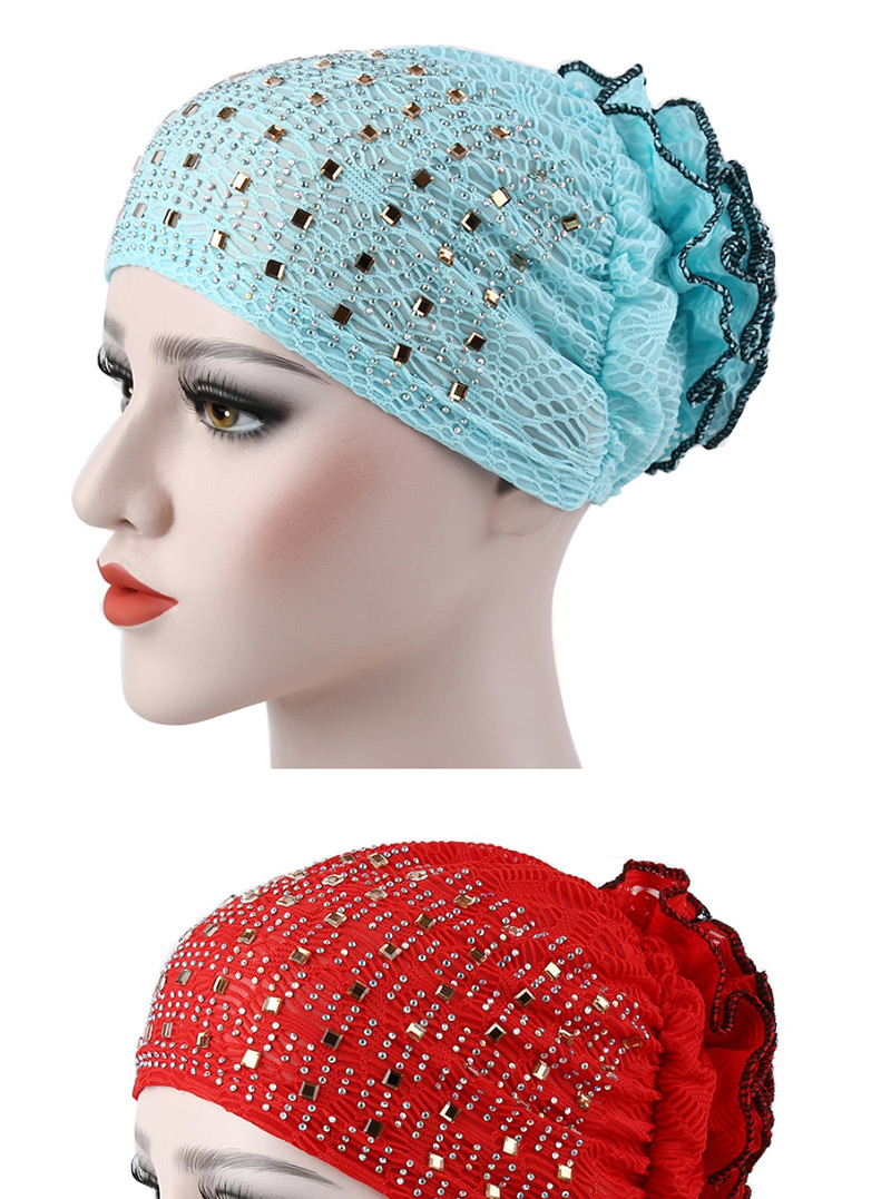Fashion Watermelon Red Flowered Bonnet With Hot Diamond,Beanies&Others