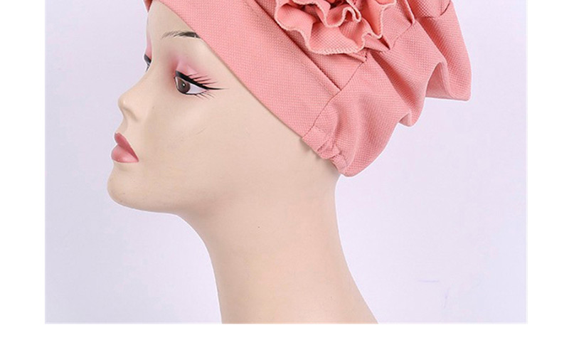 Fashion Red Corn Grain Double Flower Pleated Turban Cap,Beanies&Others